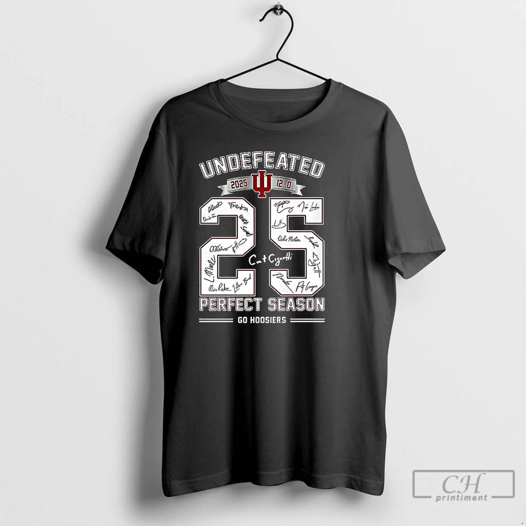 Classic Undefeated Perfect Season Go Hoosiers 2025 Signature T-Shirts, Hoodie, Sweatshirt | TeeBloomCo.com