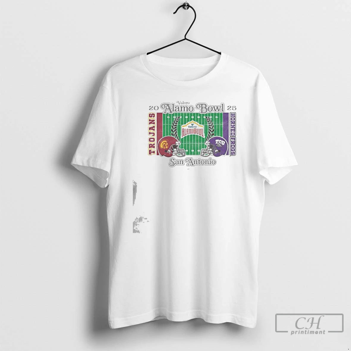 Classic Usc Trojans Vs Tcu Horned Frogs 2025 Valero Alamo Bowl 2 Team Head To T-Shirts, Hoodie, Sweatshirt | TeeBloomCo.com
