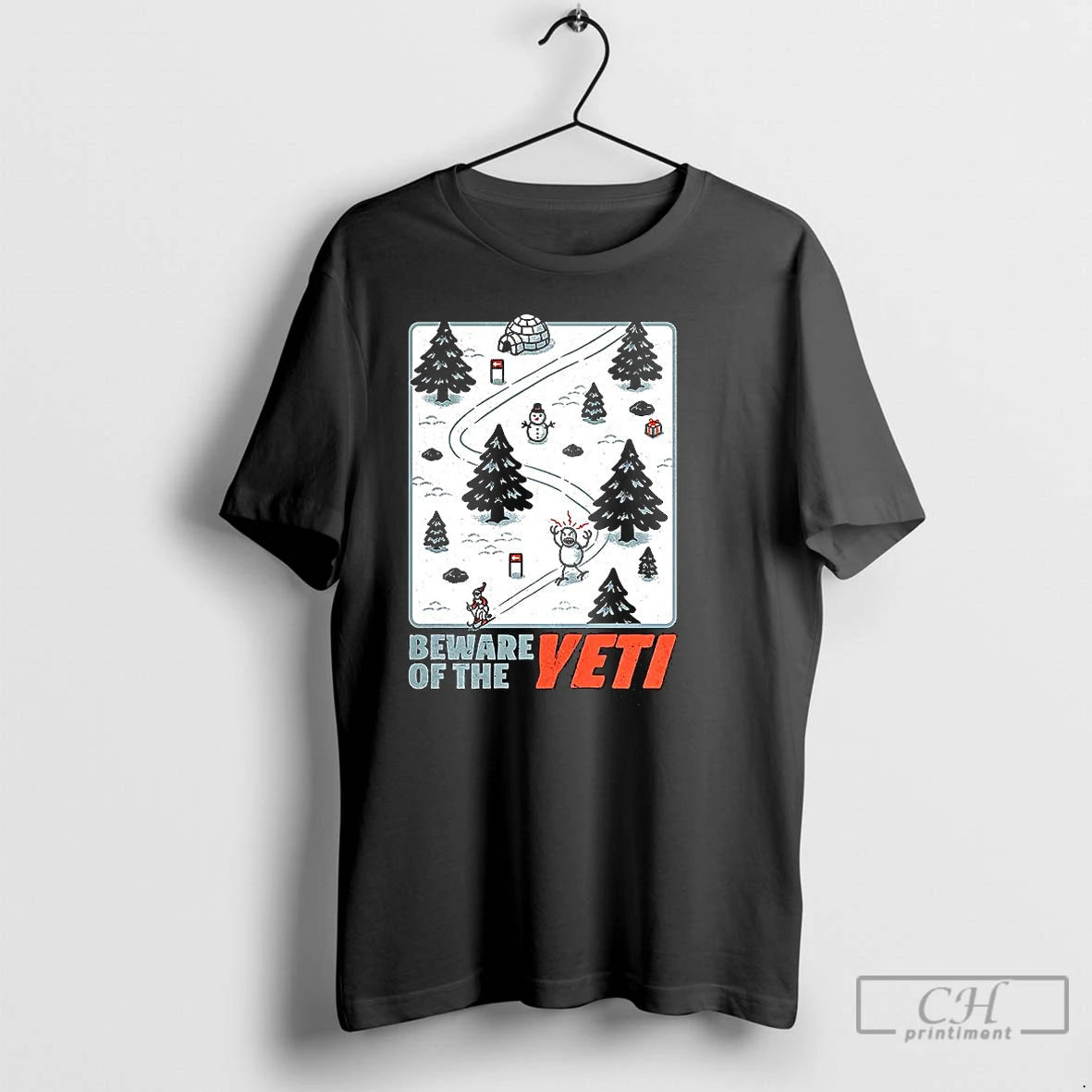 Classic Winter Skiing Game Beware Of The Yeti T-Shirts, Hoodie, Sweatshirt | TeeBloomCo.com