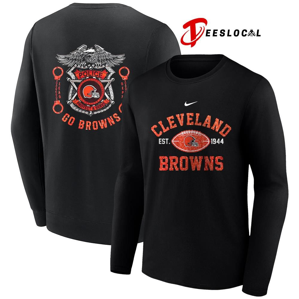 Cleveland Browns law enforcement tribute protect and serve logo shirt