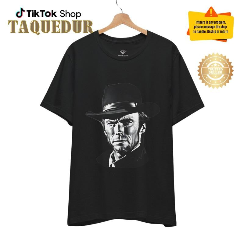 Clint Eastwood Tshirt, Vintage Actor Tee, Movie Star Shirt, Film Fan Gift, Western Icon Top, Unisex Jersey Short Sleeve...