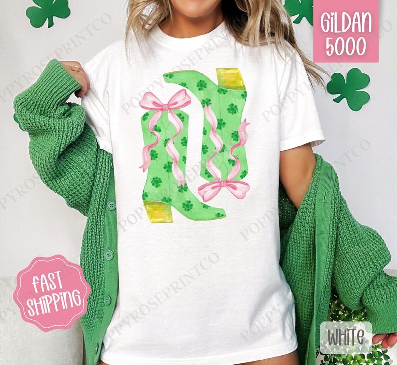 Clover Boots Shirt Gildan, St Patrick's Day Women's Tee, Cute Women's Tshirt Plus Sizes Hoodie, Sweatshirt | TeeBloomCo.com