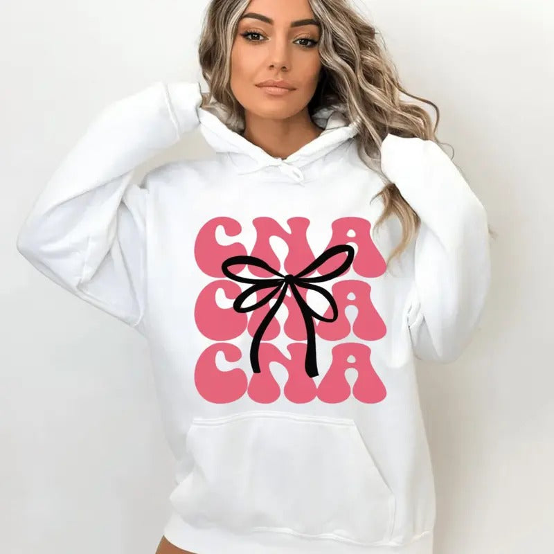 Cna Coquette Sweatshirt, Cna Ribbon Hoodie, Cna Gift, Cna Nurse Gift, Cna Graduation Gift, Certified Nursing Tee, Unisex...