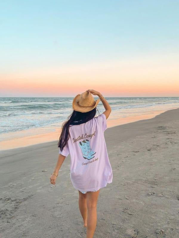 Coastal Cowgirl Shirt Cotton Comfort - Oversized T-Shirt with Graphic Design for Women Hoodie, Sweatshirt | TeeBloomCo.com