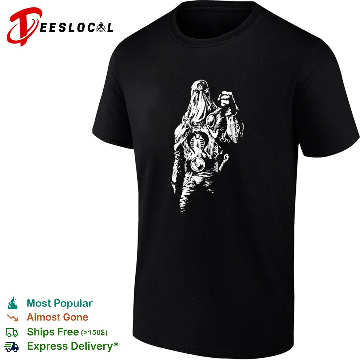 Cobra Commander G I Joe Retro High Contrast Hooded Leader Action Figure Fan shirt