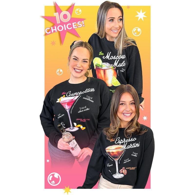 Cocktail Recipe Graphic Sweatshirt T-Shirts, Hoodie | TeeBloomCo.com