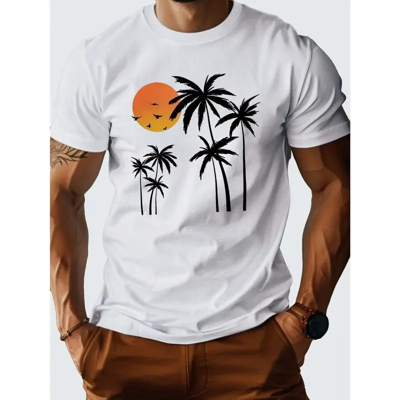 Coconut Trees At Dusk Pure Cotton Men's Tshirt Comfort Fit Made in USA Hoodie, Sweatshirt | TeeBloomCo.com