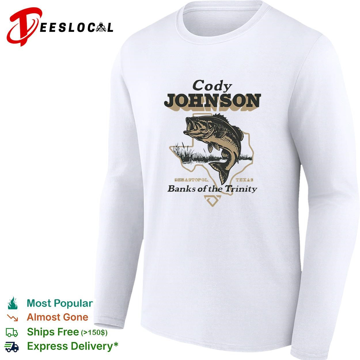Cody Johnson bass fishing Texas banks of the Trinity vintage badge shirt