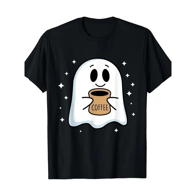 Coffee lover cute ghost drink coffee funny Halloween T-shirt, quality materials, everything goes with it Made in USA...