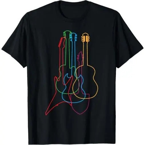 Colored Guitars Electric Acoustic Classical Gift T-Shirt Made in USA Hoodie, Sweatshirt | TeeBloomCo.com