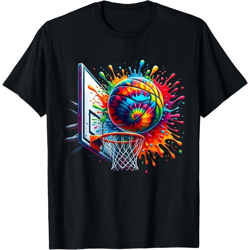 Colorful Basketball Tie Dye Color Splash Basketball Hoop Net T-Shirt made in usa Hoodie, Sweatshirt | TeeBloomCo.com
