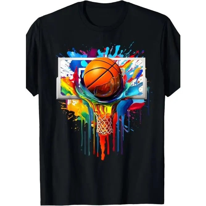Colorful Basketball Tie Dye Color Splash Hoop Net Slam Dunk Men T-Shirt -Made in USA Hoodie, Sweatshirt | TeeBloomCo.com