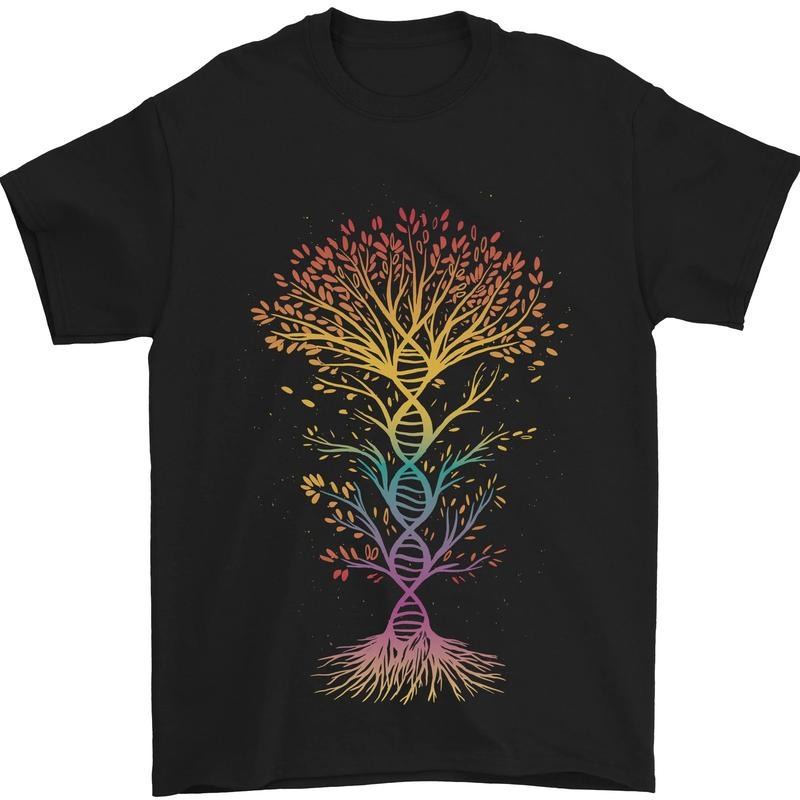 Colourful DNA Tree Biology Science Mens T-Shirt Cotton Made in USA Hoodie, Sweatshirt | TeeBloomCo.com