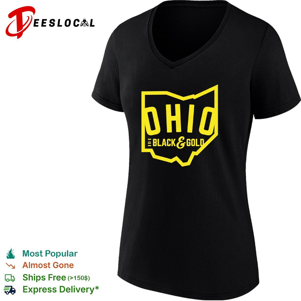 Columbus Crew state map Ohio is black and gold shirt