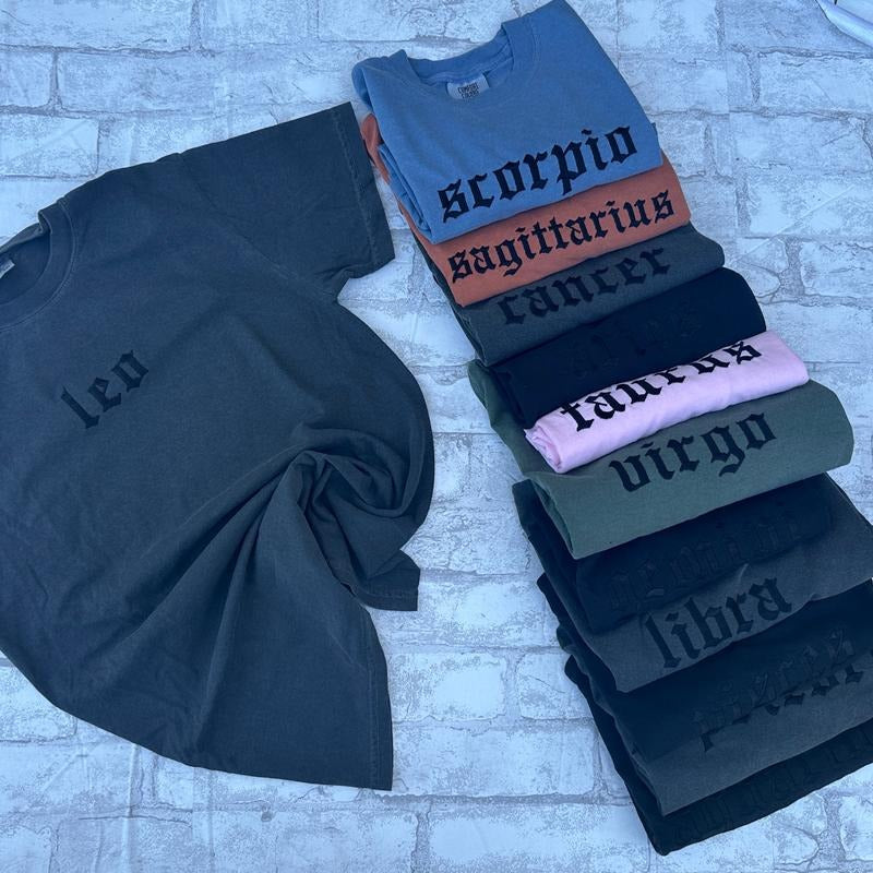 Comfort Colors -Zodiac Embroidered T-shirt Hoodie, Sweatshirt | TeeBloomCo.com