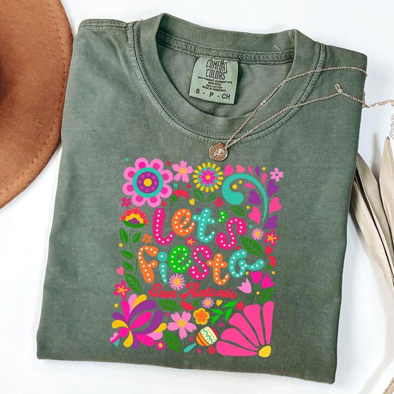 Comfort Colors Boho Floral Let's Fiesta San Antonio Cinco De Mayo Shirt, Cinco De Mayo T-Shirt, Tequila Tee , Margarita...