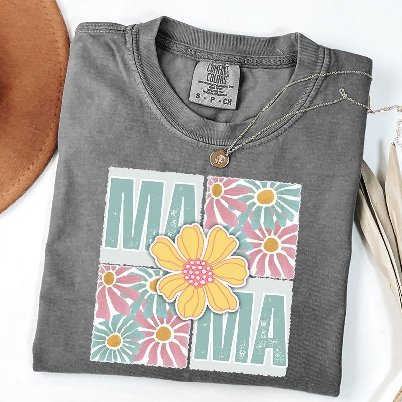 Comfort Colors Boho Floral Mama Shirt, Mama Flower Tee, New Mom T-Shirt, Mothers Day Gift Hoodie, Sweatshirt | TeeBloomCo.com