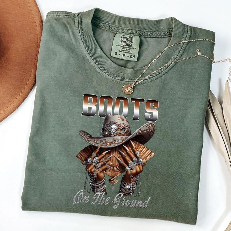 Comfort Colors Boots On The Ground Shirt, Line Dance Tee, Cowgirl Boots Shirt, Country Girl T-Shirt Hoodie, Sweatshirt