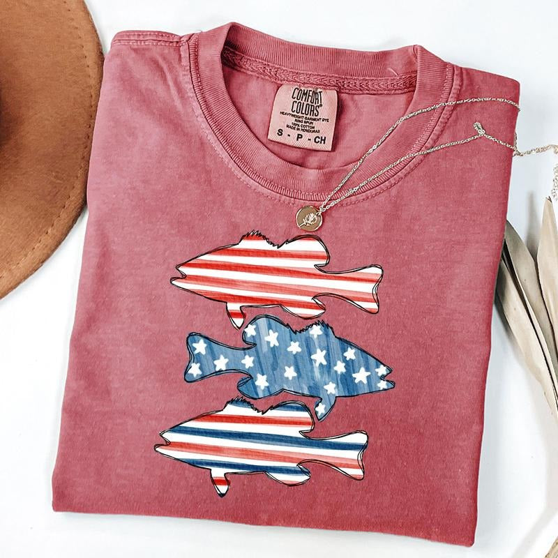 Comfort Colors Boys fishing American Flag Shirt, 4th Of July Shirt, 4th of July Bass Shirt, Usa, Patriotic, Fourth Of...