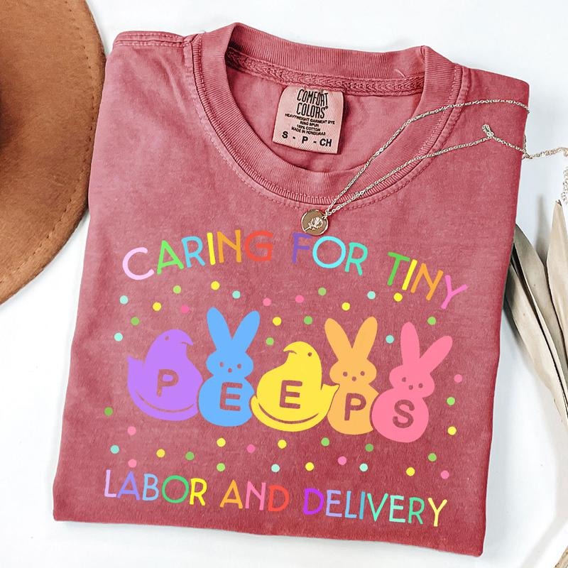 Comfort Colors Caring For Tiny Labor And Delivery Bunnies L&D Easter Day T-Shirt Hoodie, Sweatshirt | TeeBloomCo.com
