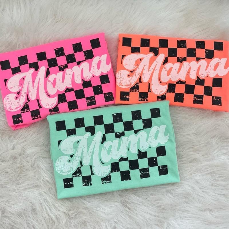 Comfort Colors Checkered Mama Comfort Color Mother's Day T-Shirt Womenswear Fashion Tops Hoodie, Sweatshirt | TeeBloomCo.com