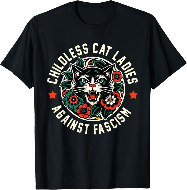 Comfort Colors Childless Cat Ladies Against Fascism T-Shirt Hoodie, Sweatshirt | TeeBloomCo.com
