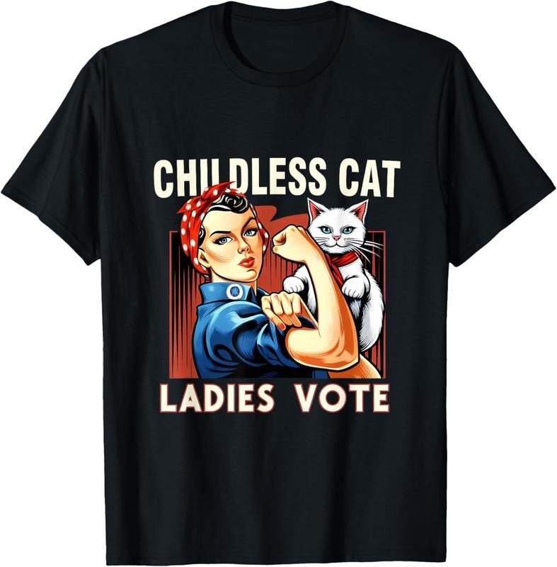 Comfort Colors Childless Cat Ladies Vote Rosie The Riveter Cat Ladies Vote T-Shirt Hoodie, Sweatshirt | TeeBloomCo.com
