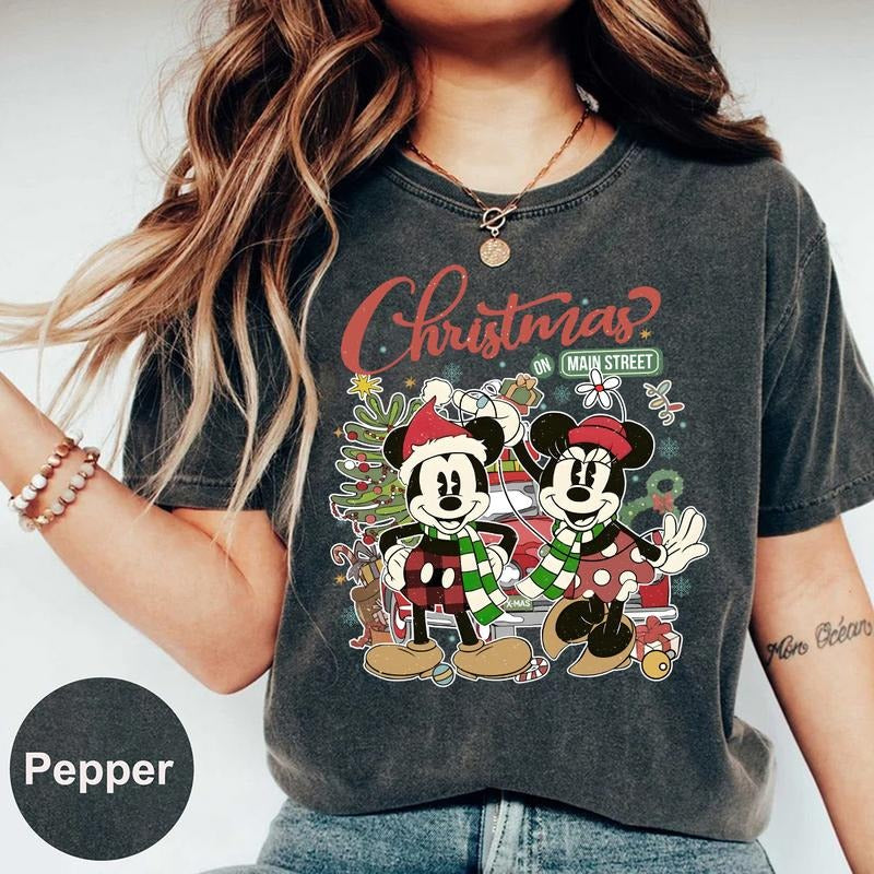 Comfort Colors Christmas On Main Street T-shirt, Crewneck Sweatshirt Hoodie | TeeBloomCo.com