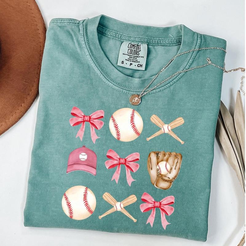 Comfort Colors Coquette Bow Baseball Shirt, Baseball Coquette T-shirt, Social Club Shirt, Sports Lover Gift, Baseball Mom...
