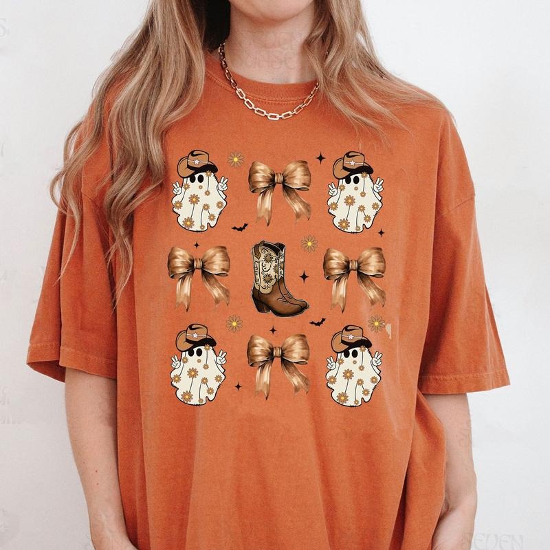 Comfort Colors Coquette Halloween Shirt, Western Halloween Shirt, Cowboy Ghost Shirt, Spooky Season Shirt, Social Club...