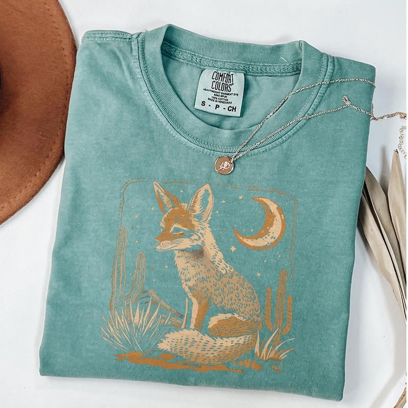 Comfort Colors Coyote Desert Nature Scenic Wild Animal South West Cactus T-Shirt Hoodie, Sweatshirt | TeeBloomCo.com