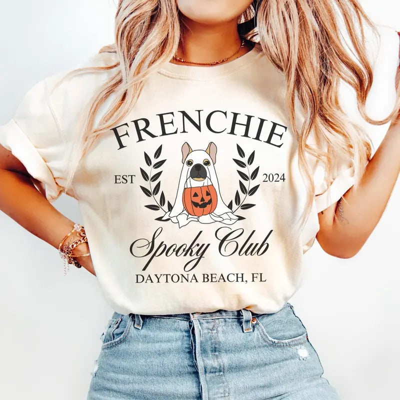 Comfort Colors Custom Halloween Frenchie Dog Shirt, Frenchie Halloween Dog, Frenchie Lover Shirt, Gift for Frenchie Dog...