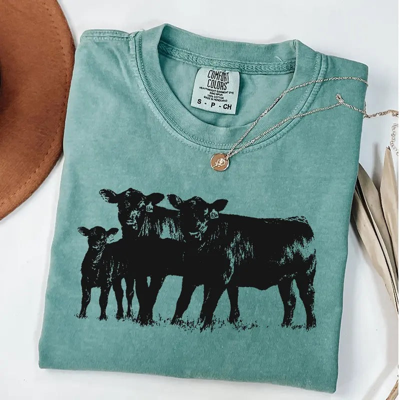 Comfort Colors Cute Cow Shirt Gift For Farmers, Animal Lover Gift, Western Country T-Shirt, Cow Lover Shirt Hoodie,...