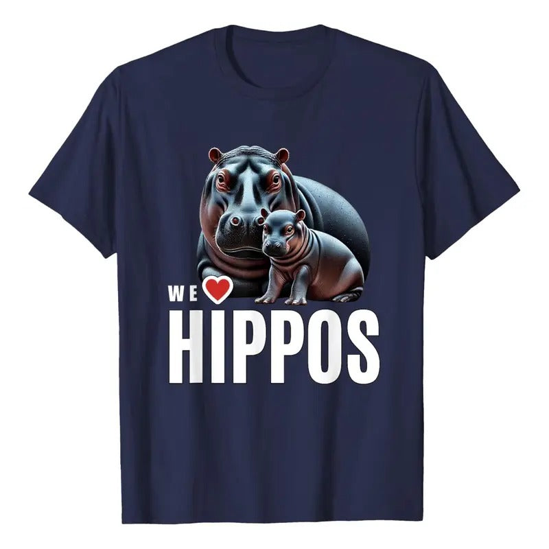 Comfort Colors Cute Mother and Baby Pygmy Hippos Viral Animal We Love Hippo T-Shirt Hoodie, Sweatshirt | TeeBloomCo.com