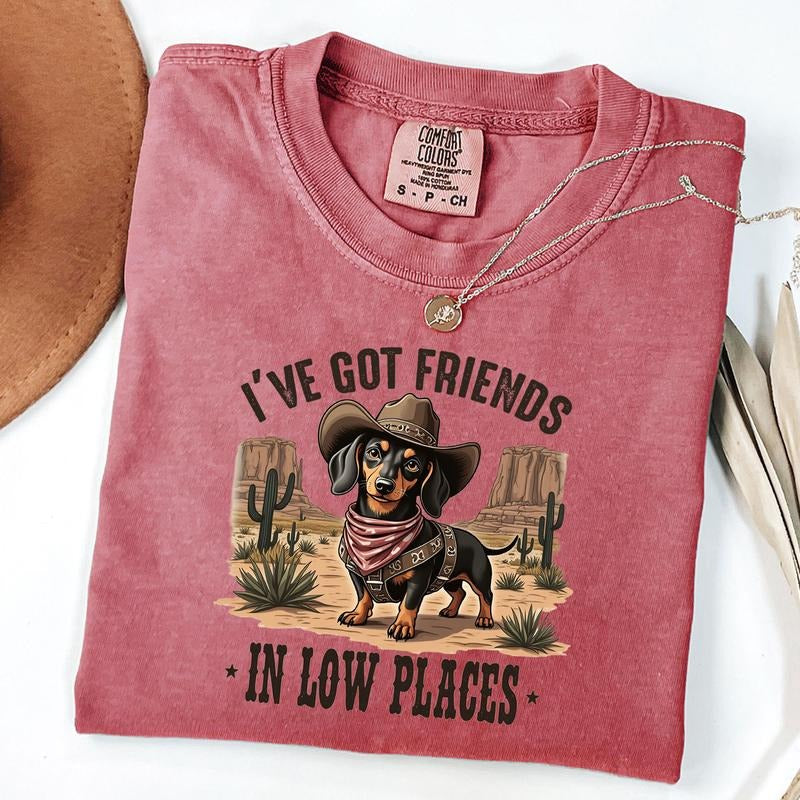 Comfort Colors Dachshund Shirt, I've Got Friends In Low Places Tee, Retro Vintage Dachshund T-Shirt, Wiener Dog Shirt...