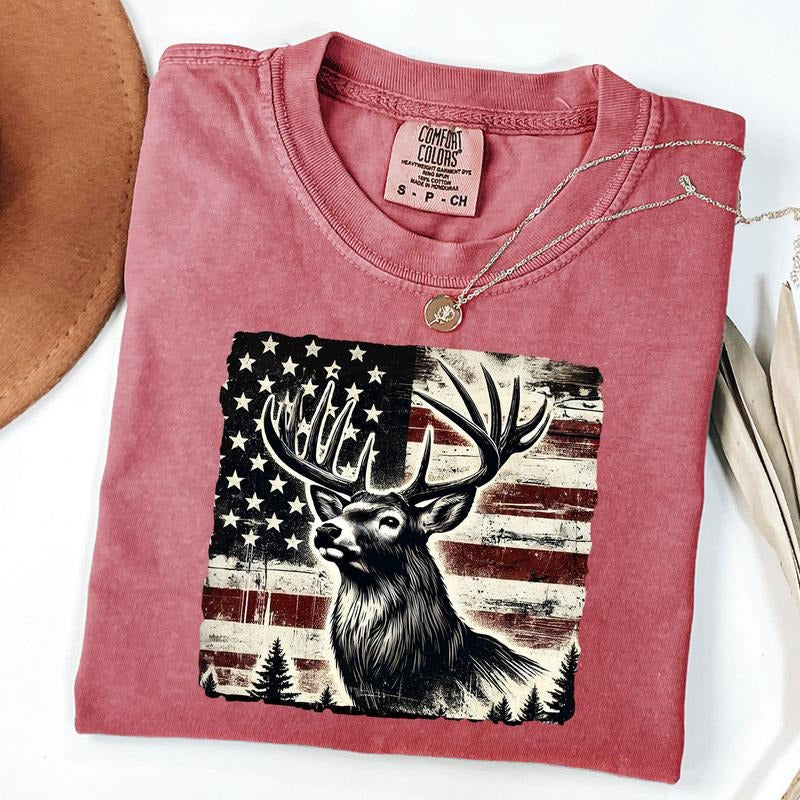 Comfort Colors Deer Hunting Shirt, American Flag Deer Shirt, Country Boy T-Shirt, Gift for Hunters Hoodie, Sweatshirt