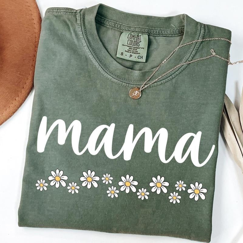 Comfort Colors Floral Daisy Mama Shirt Gift for Mom, New Mama Gift, Mother's Day Gift Hoodie, Sweatshirt | TeeBloomCo.com
