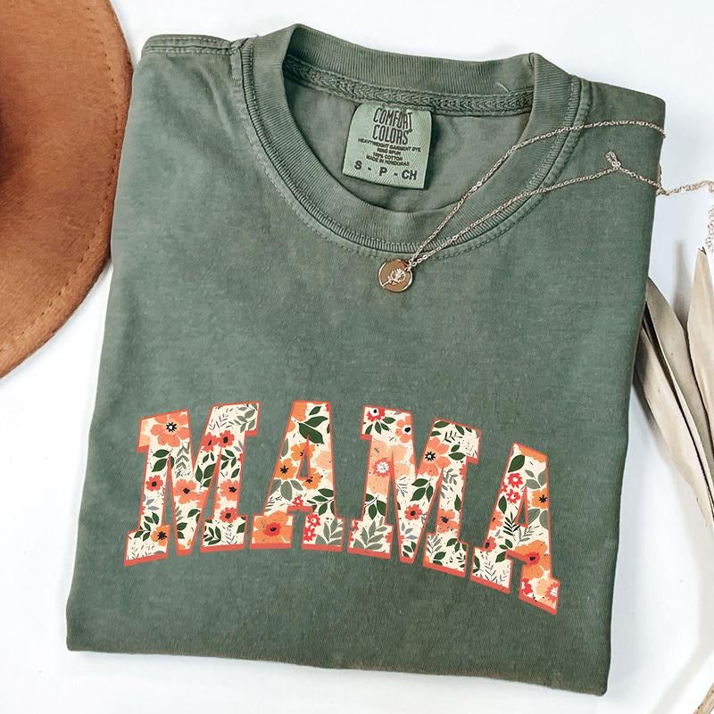 Comfort Colors Floral Mama Shirt, Cute Mom T-Shirt, Mother's Day Gift, New Mom Gift Hoodie, Sweatshirt | TeeBloomCo.com