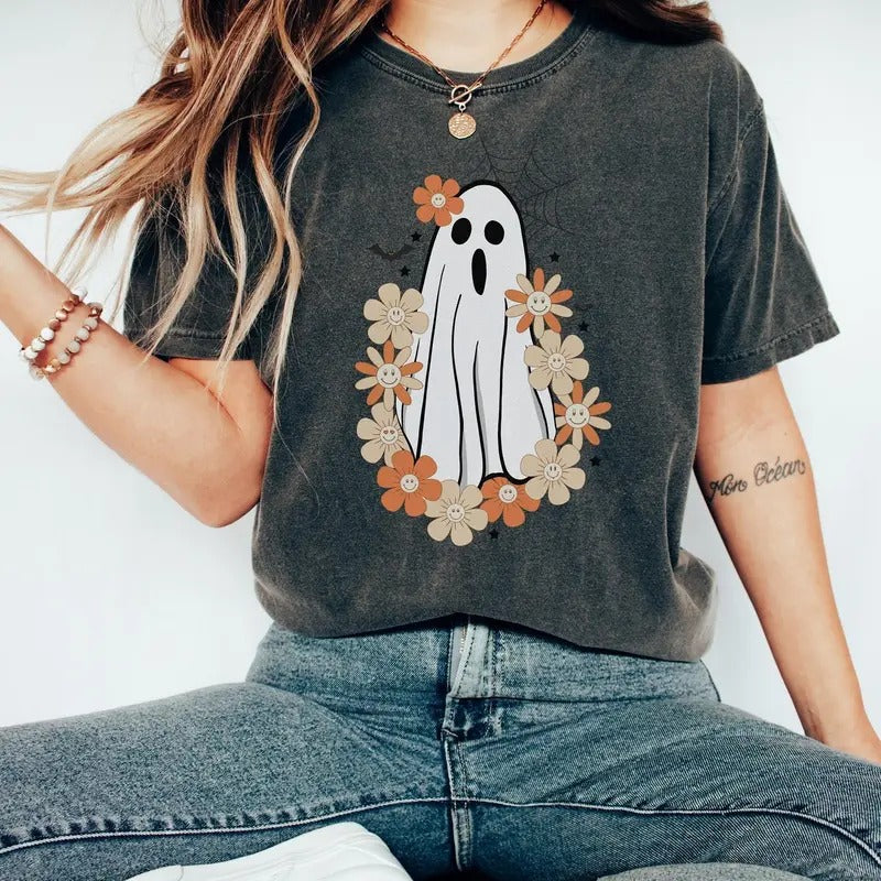 Comfort Colors Ghost Halloween T-Shirt Hoodie, Sweatshirt | TeeBloomCo.com