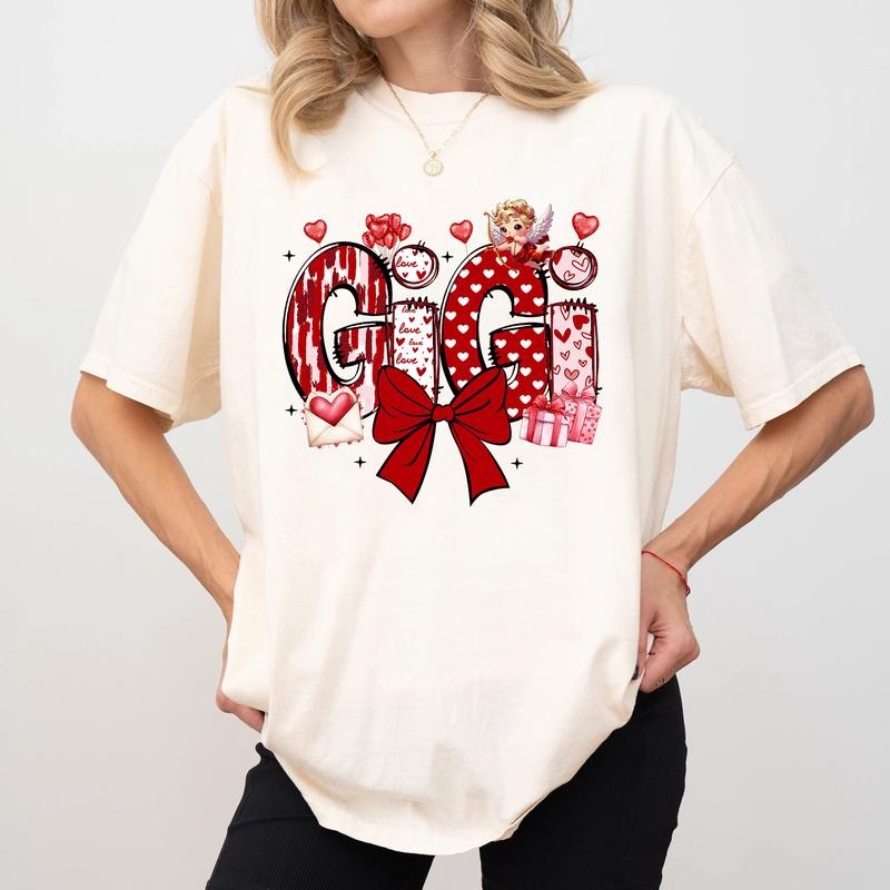 Comfort Colors Gigi Valentine Shirt, Valentines Day Gigi Gift, Gigi Heart T-Shirt, Valentine's Day Shirt, New Grandma...