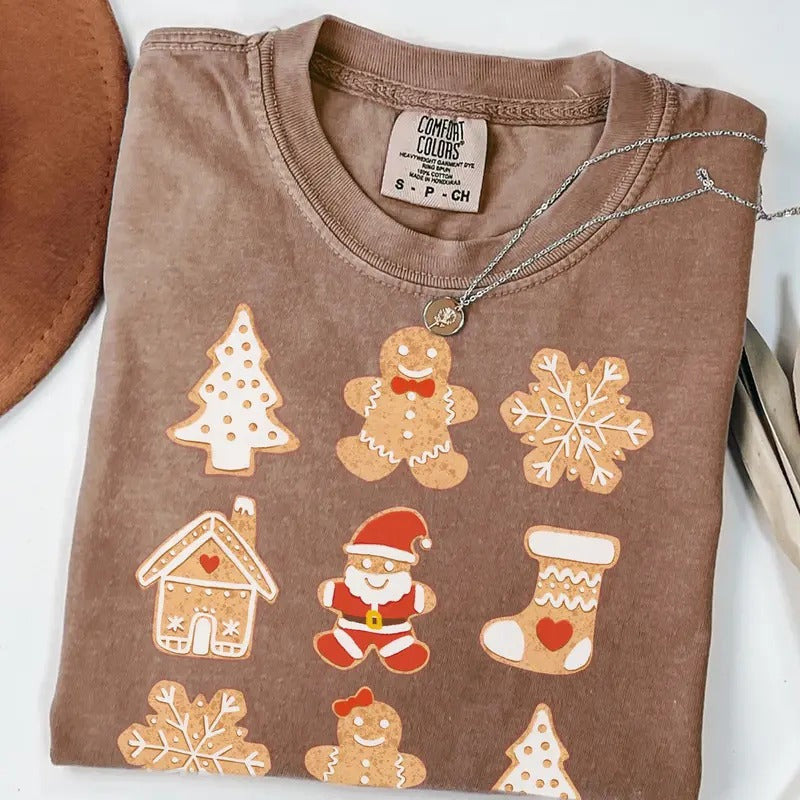 Comfort Colors Gingerbread Christmas Shirt, Women Holiday T-Shirt, Winter Tee Gift for Baker Christmas Top Hoodie, Sweatshirt