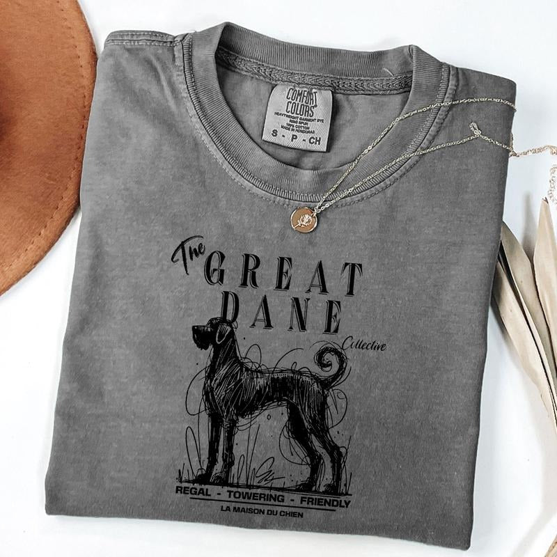 Comfort Colors Great Dane T-Shirt, Elegant Standard Great Dane Tee, Ink Sketch Poodle Shirt, Vintage Pet Graphic Tee,...