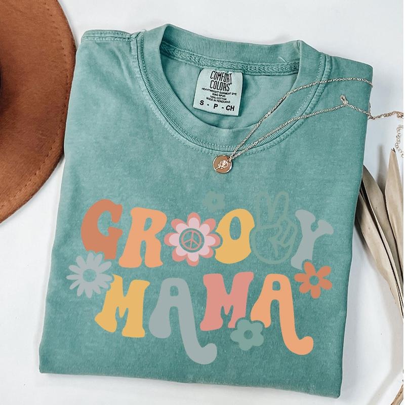 Comfort Colors Groovy Mama Shirt, Groovy Birthday Party Outfit, Floral MamaT-Shirt, Mother's Day Gift, New Mom Gift,...