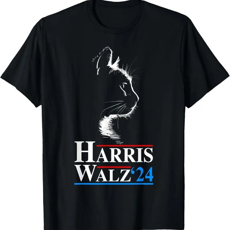 Comfort Colors Harris Waltz 2024 Election Funny Cat Kamala Harris Tim Walz T-Shirt Hoodie, Sweatshirt | TeeBloomCo.com