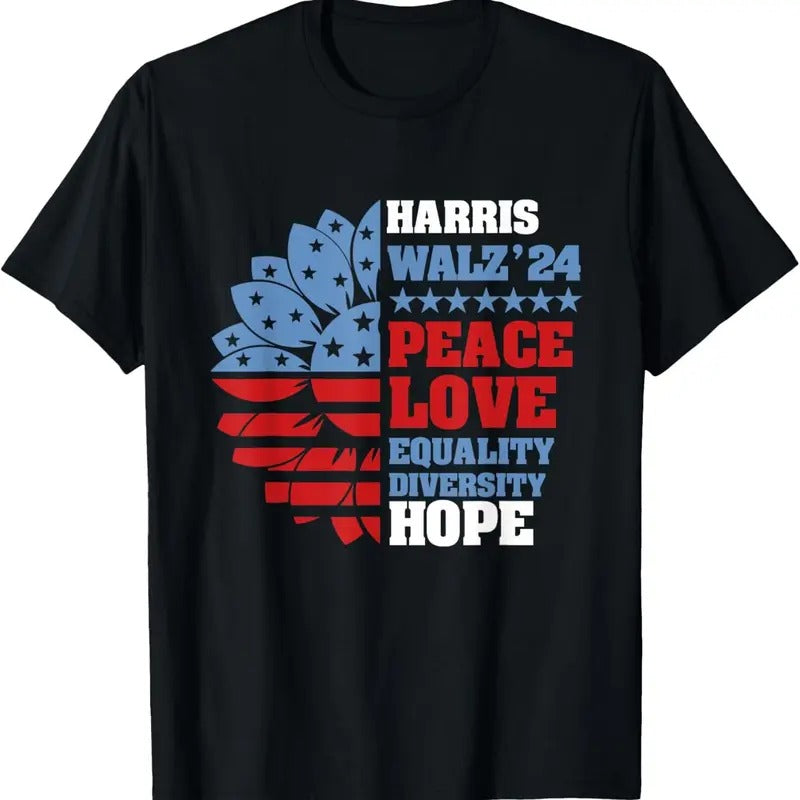 Comfort Colors Kamala Harris Tim Walz 2024 Peace LGBT Harris Walz Waltz T-Shirt Hoodie, Sweatshirt | TeeBloomCo.com
