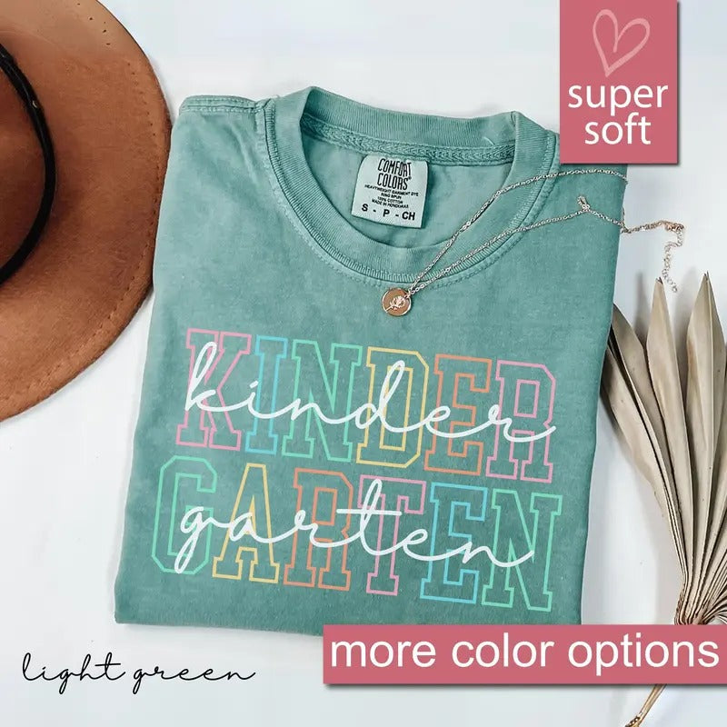 Comfort Colors Kindergarten Teacher Shirt, Elementary School, Teaching Tee, First Day Of Kindergarten, Teacher Team...