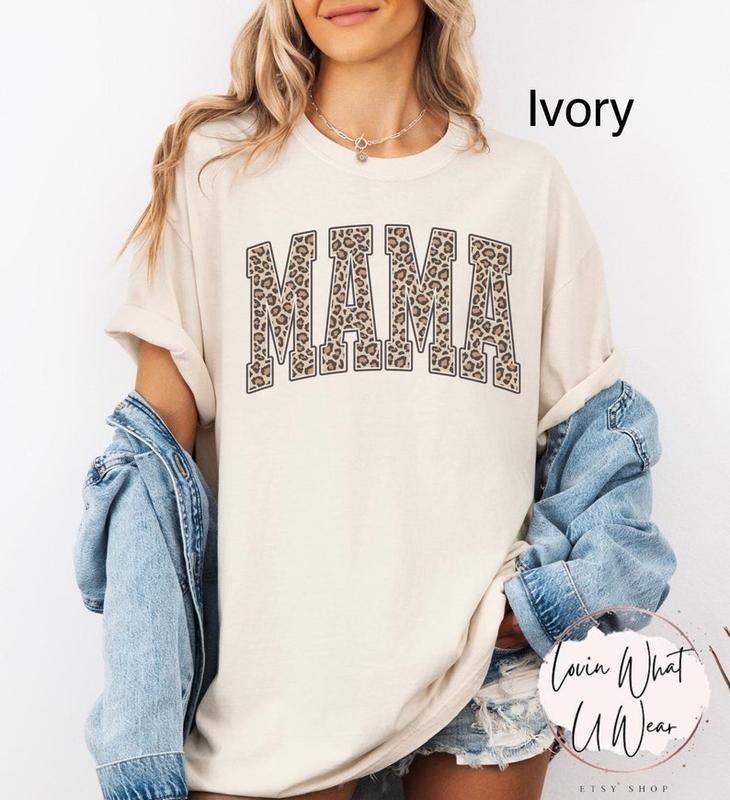 Comfort Colors Leopard Mama Shirt Cheetah Mama T-Shirt Varsity Mama TShirt Cute Mom Life Top Mothers Day Gift Hoodie,...