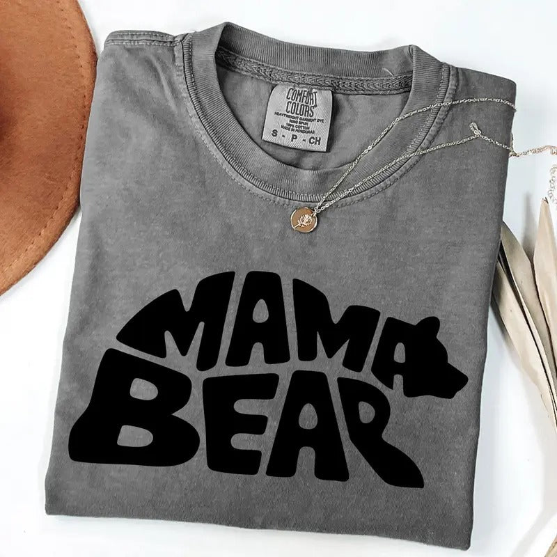 Comfort Colors Mama Bear Shirt, Cute Mom T-Shirt, Gift For Mom, Baby Shower Gifts, Pregnancy Reveal Shirt, Mama T-Shirt,...