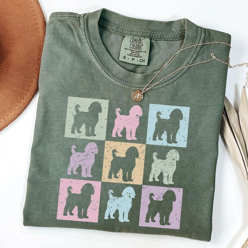 Comfort Colors Minimalist Goldendoodle Spring Shirt, Easter Checkered Goldendoodle Dog Owner TShirt Dog Lover Mothers Day...