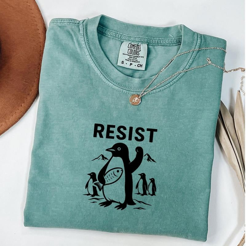 Comfort Colors Resist Flippers Up Penguins Shirt, FDT Shirt Resistance Protest, Penguins Against Tariffs Shirt, I Stand...